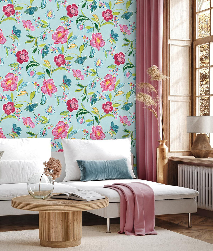 Seabrook Painterly Floral Light Aqua Wallpaper – DecoratorsBest