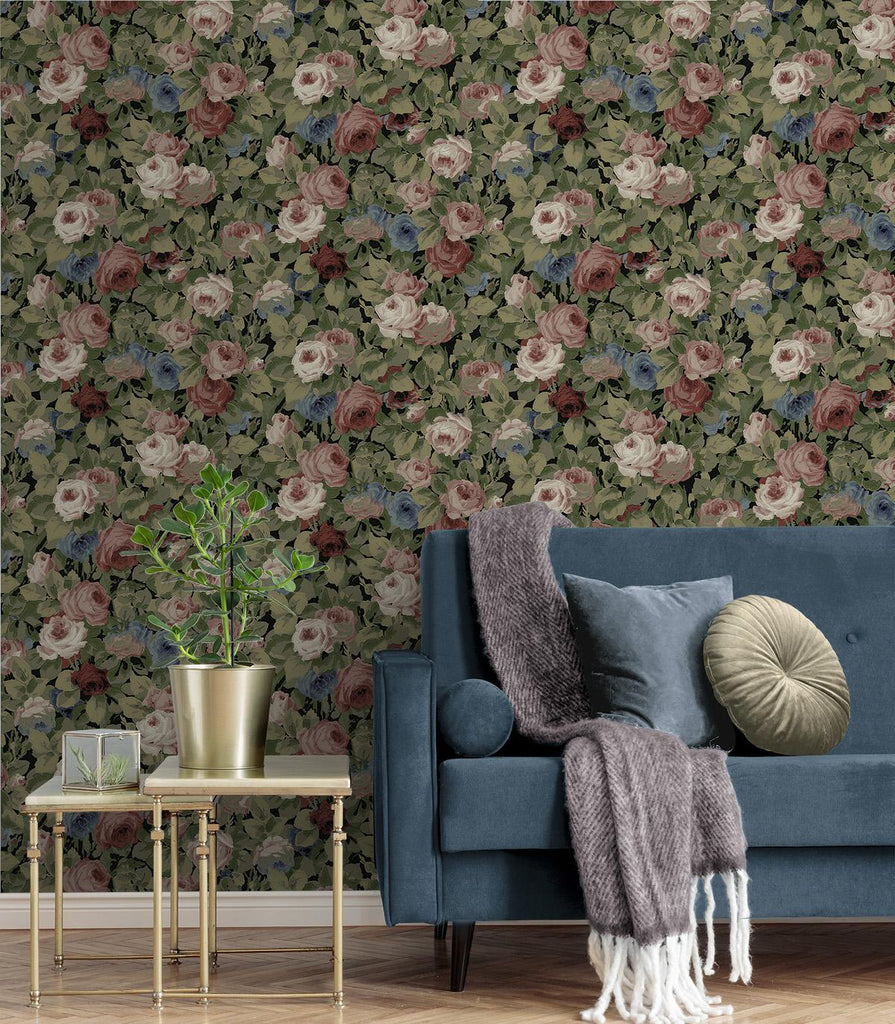 Seabrook Rose Garden Multicolor Wallpaper