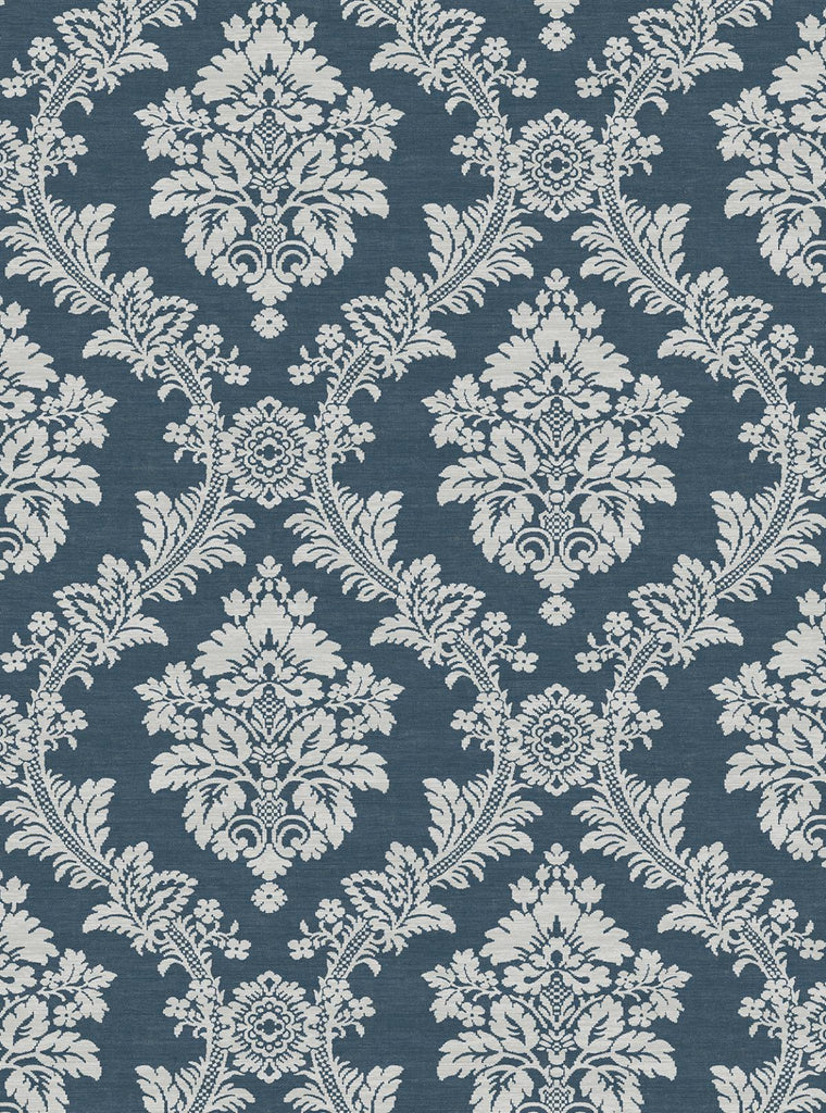 Seabrook Seaside Damask Denim Blue Wallpaper