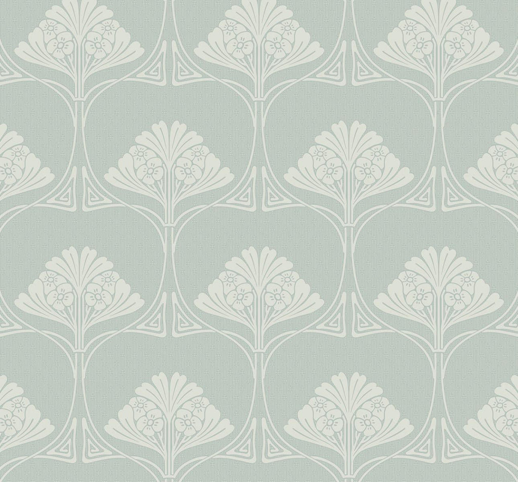 Seabrook Deco Floral Aloe Mist Wallpaper