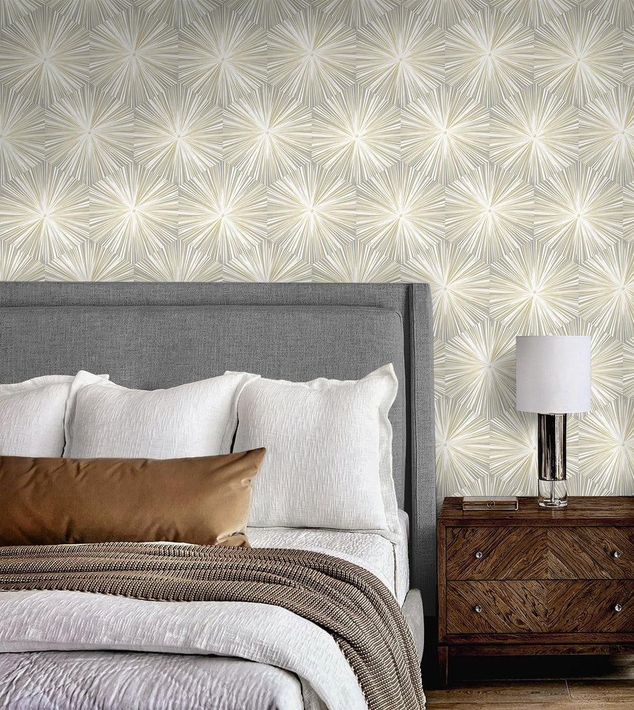 Seabrook Hex Starburst Grey Wallpaper