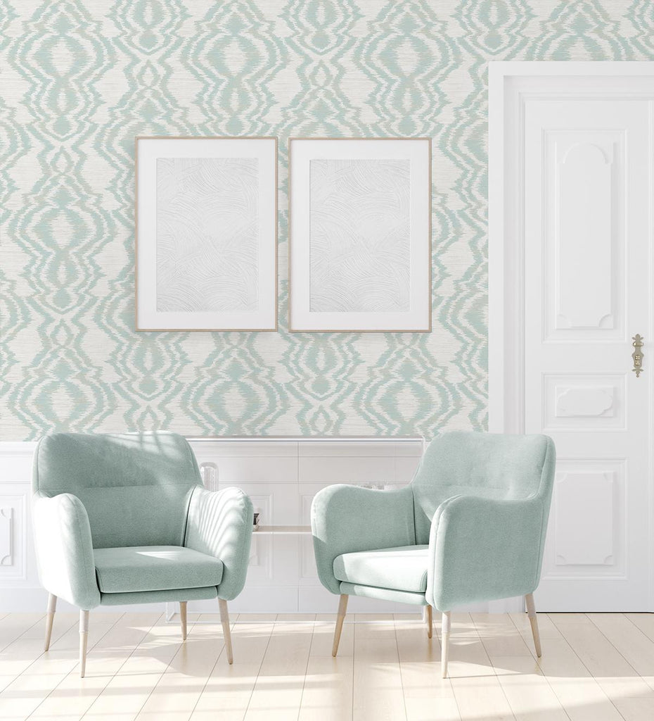 Seabrook Moirella Green Wallpaper