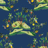 Seabrook Citrus Hummingbird Navy Blue Wallpaper