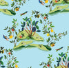 Seabrook Citrus Hummingbird Sky Blue Wallpaper