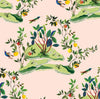 Seabrook Citrus Hummingbird Blush Wallpaper