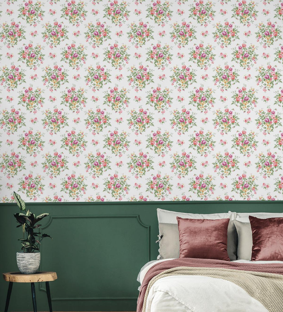 Seabrook Floral Bouquet Prepasted Multicolored Wallpaper