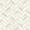 Seabrook Chevron Faux Tile Gold & Pearl Grey Wallpaper