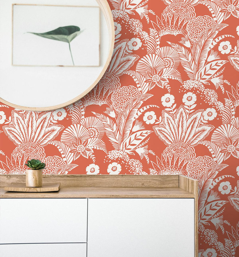 Seabrook Suvi Palm Grove Orange Wallpaper