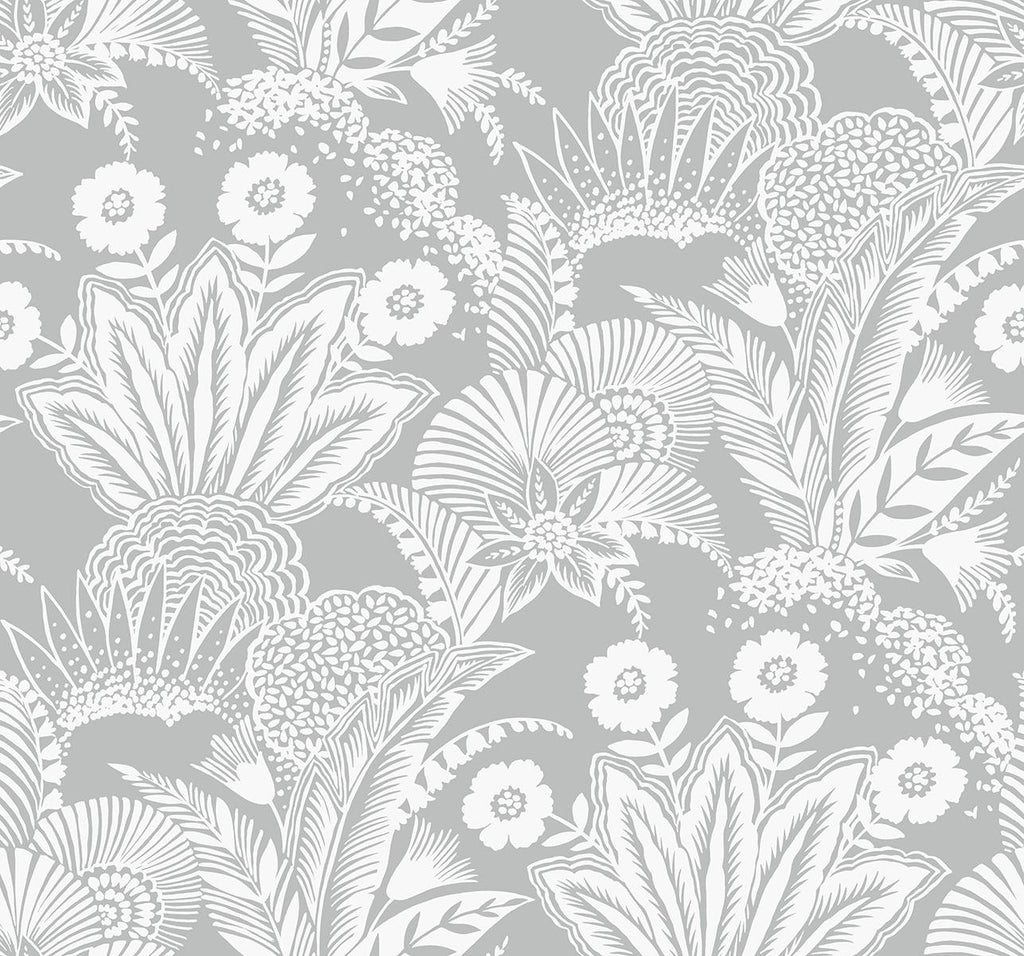 Seabrook Suvi Palm Grove Grey Wallpaper