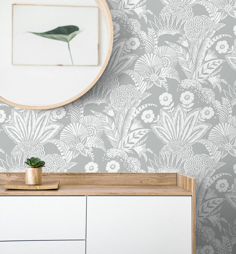 Seabrook Suvi Palm Grove Grey Wallpaper