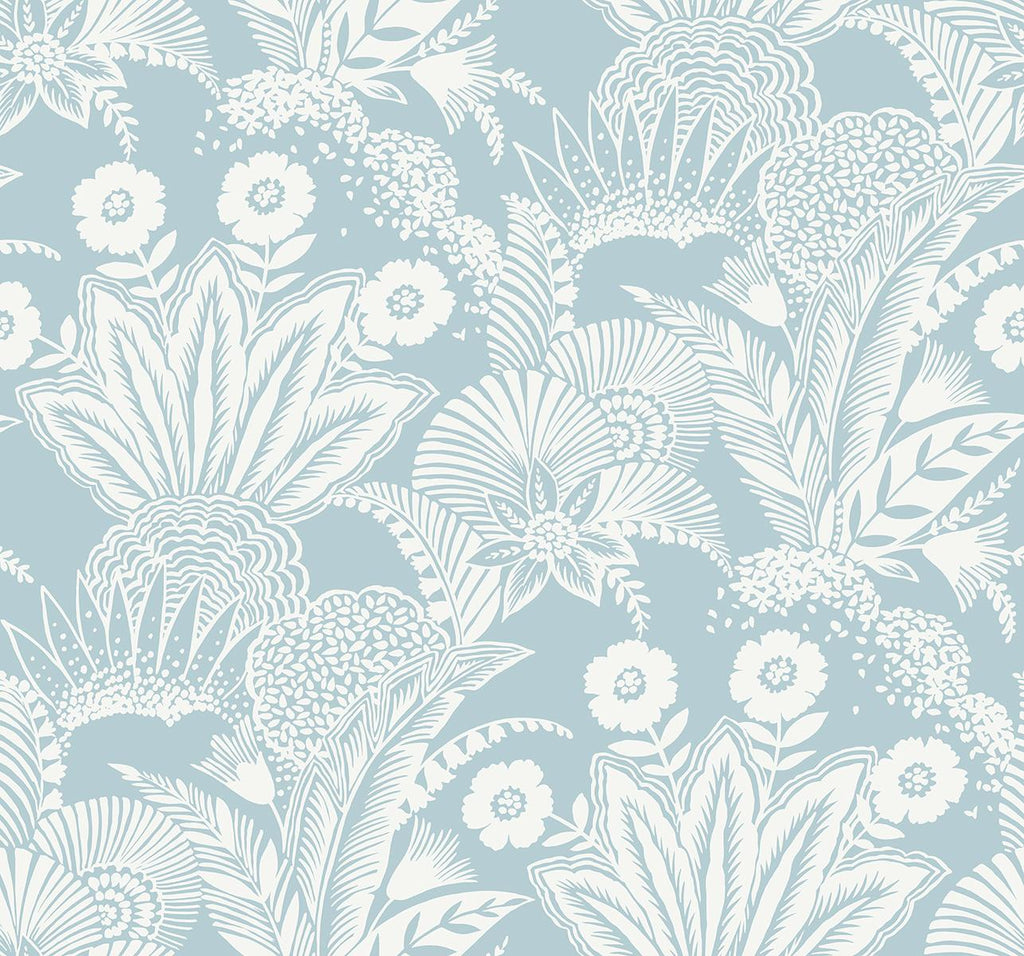 Seabrook Suvi Palm Grove Blue Wallpaper