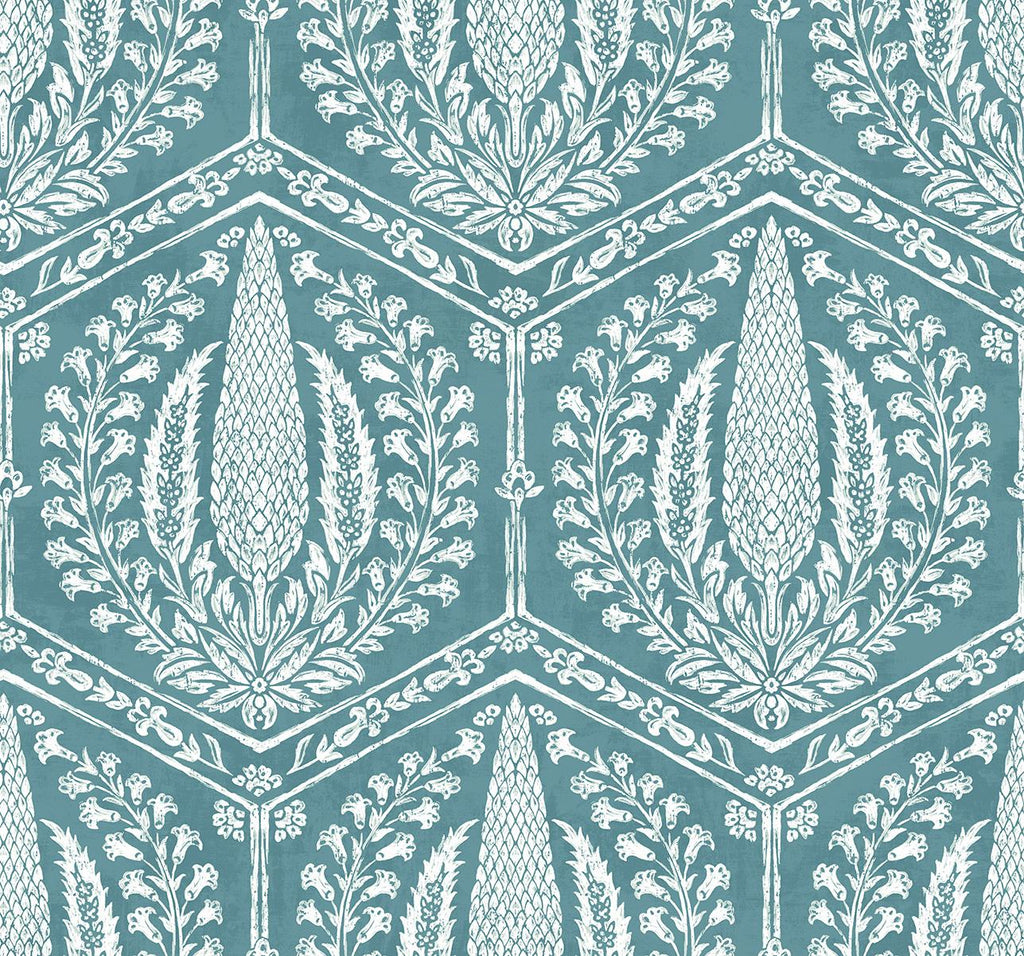 Seabrook Cyrus Harvest Blue Wallpaper