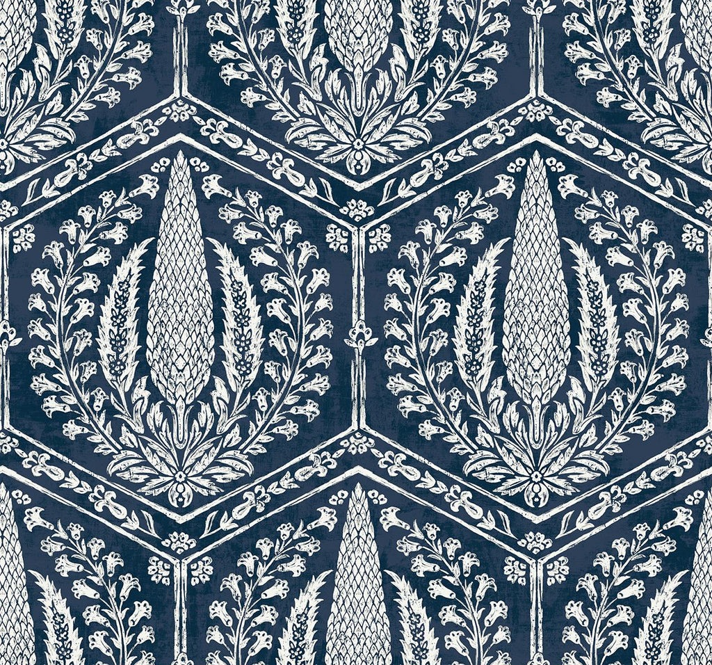 Seabrook Cyrus Harvest Blue Wallpaper