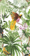 Seabrook Tropical Bird White Wallpaper