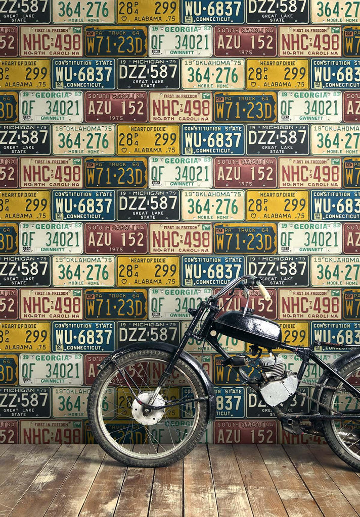 Seabrook License Plates Multicolored Wallpaper