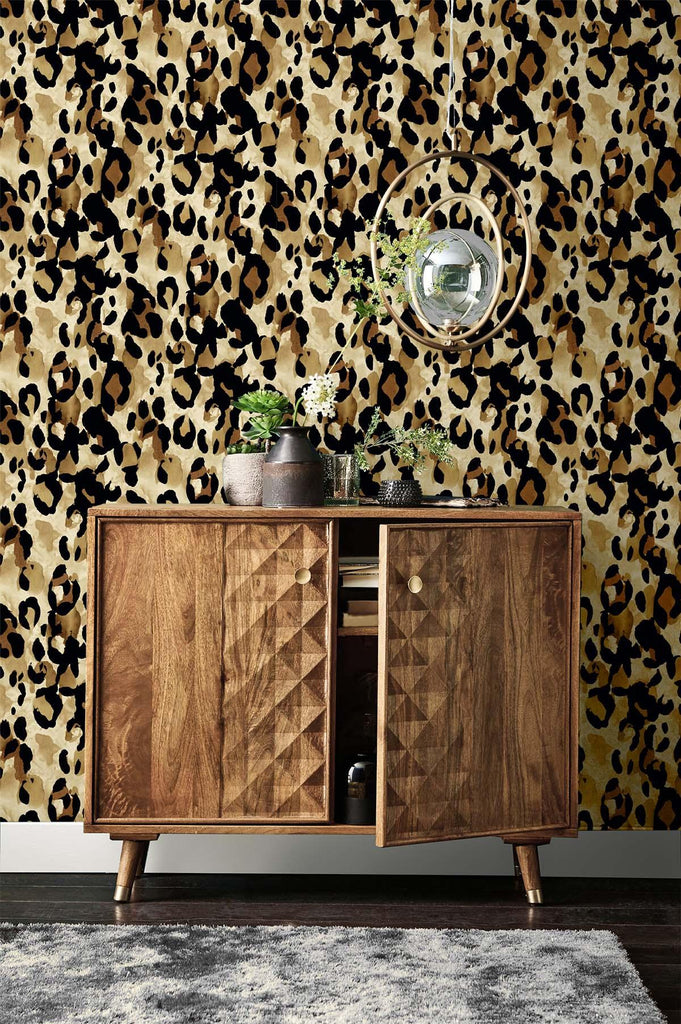 Seabrook Leopard Print Tan Wallpaper