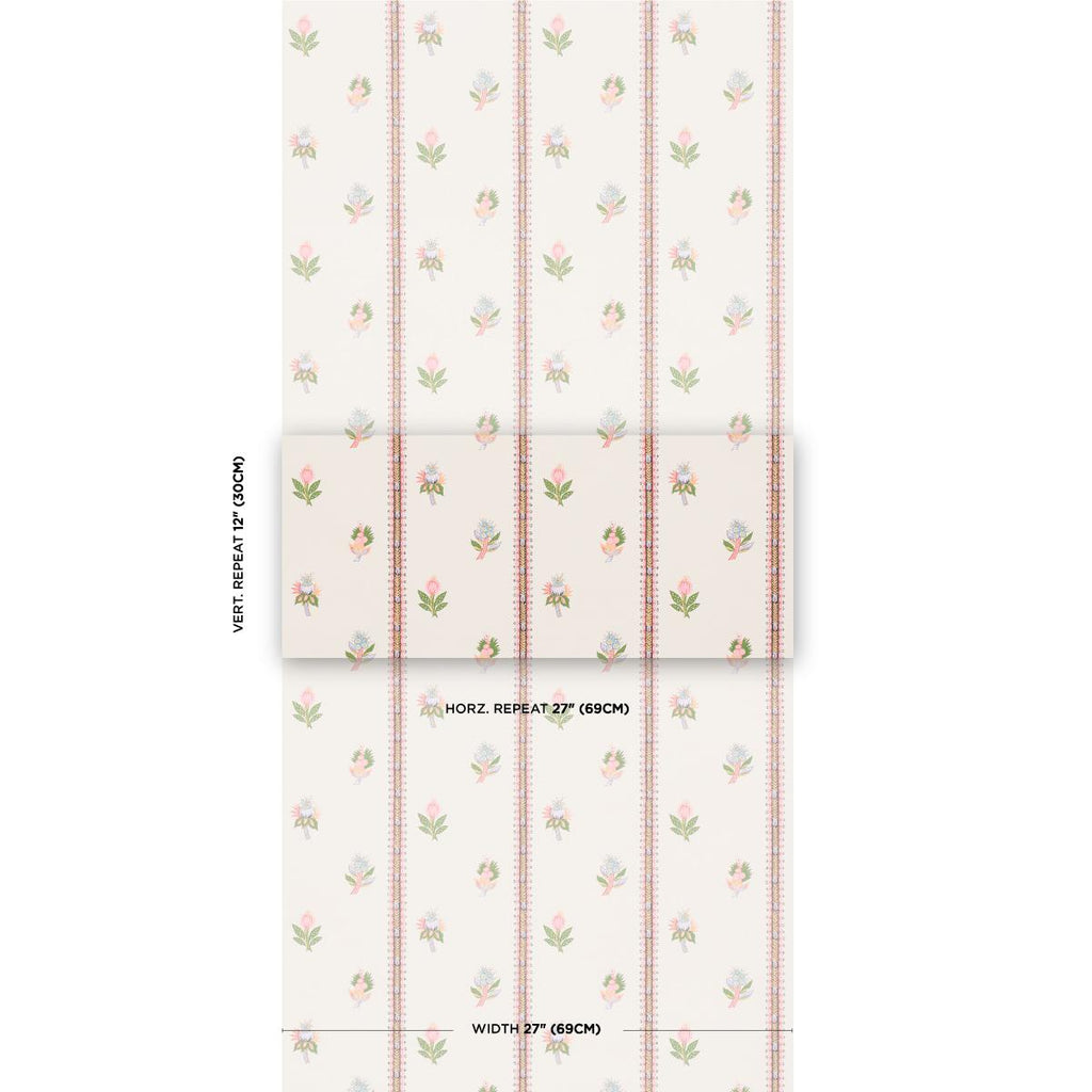 Schumacher Les Fleurs Exotiques Antique Rose Wallpaper