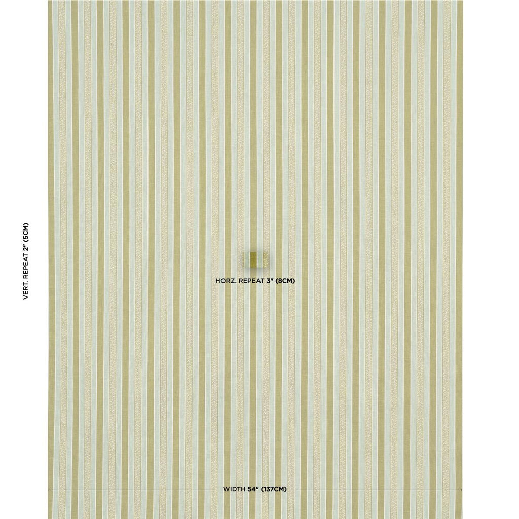 Schumacher Auguste Stripe Ciel & Leaf Fabric