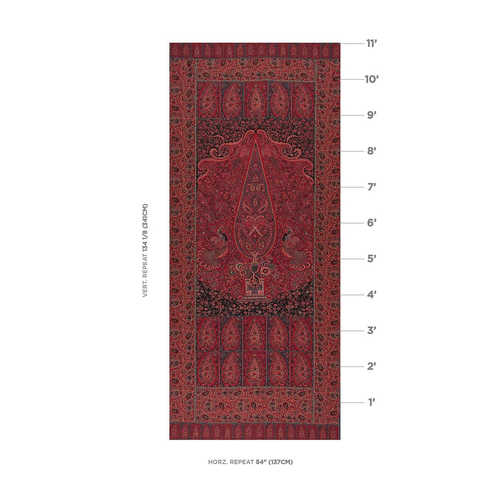 Schumacher Colmery Paisley Panel Rouge Fabric