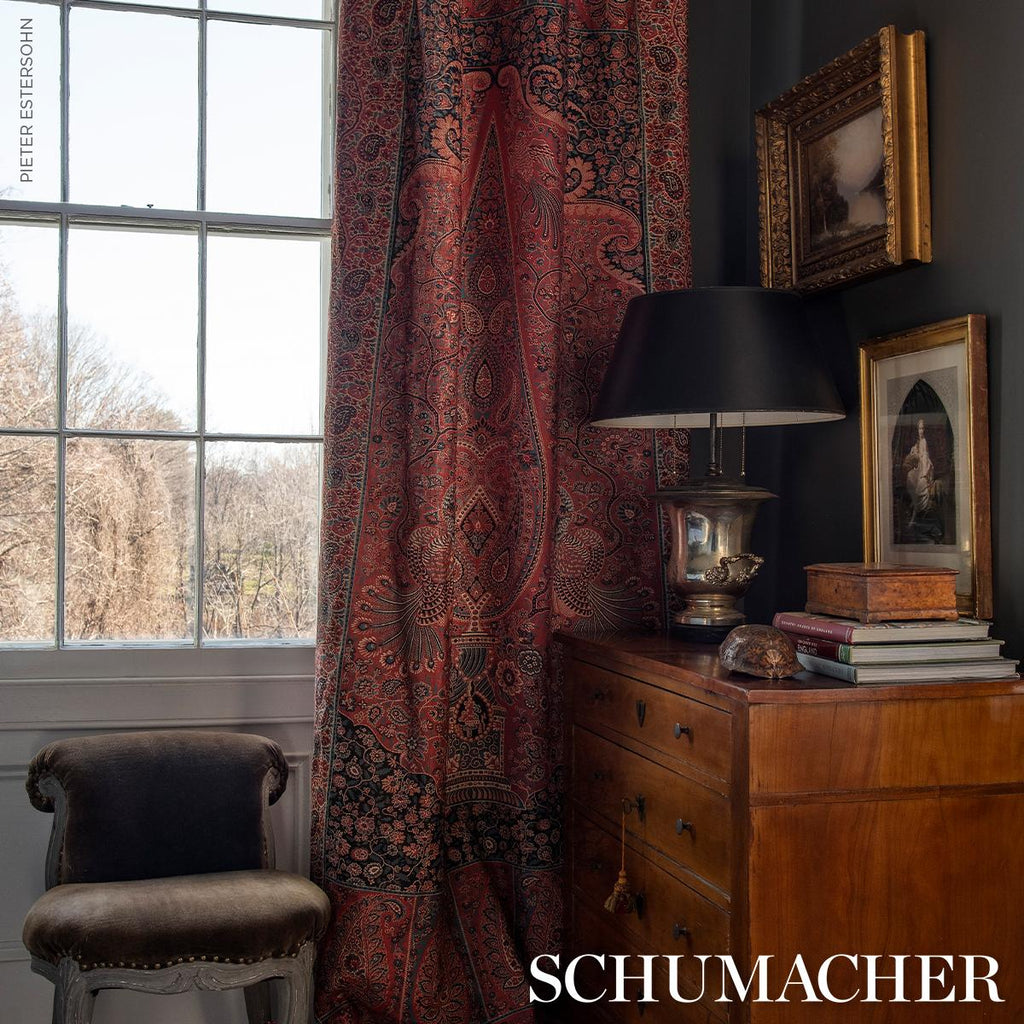 Schumacher Colmery Paisley Panel Rouge Fabric