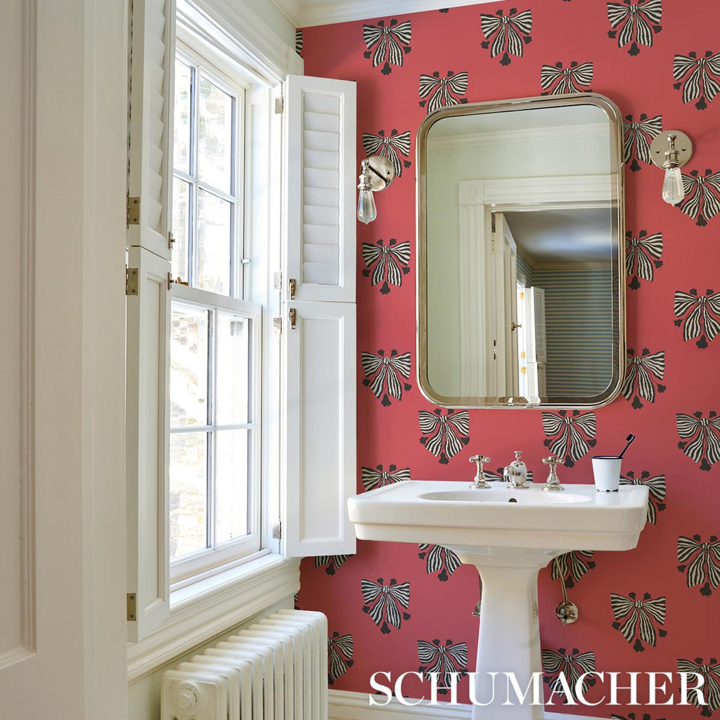 Schumacher Bow-Wow-Wow Red Wallpaper