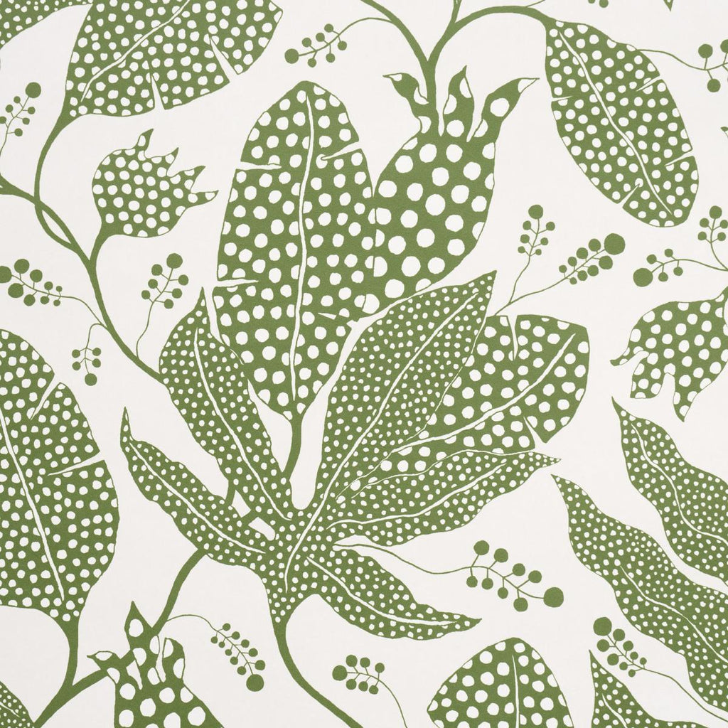 Schumacher Polka Dot Jungle Green & Ivory Wallpaper