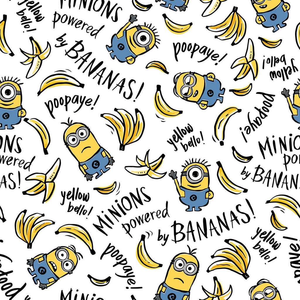 RoomMates Minions Powered By Bananas Peel & Stick White Wallpaper