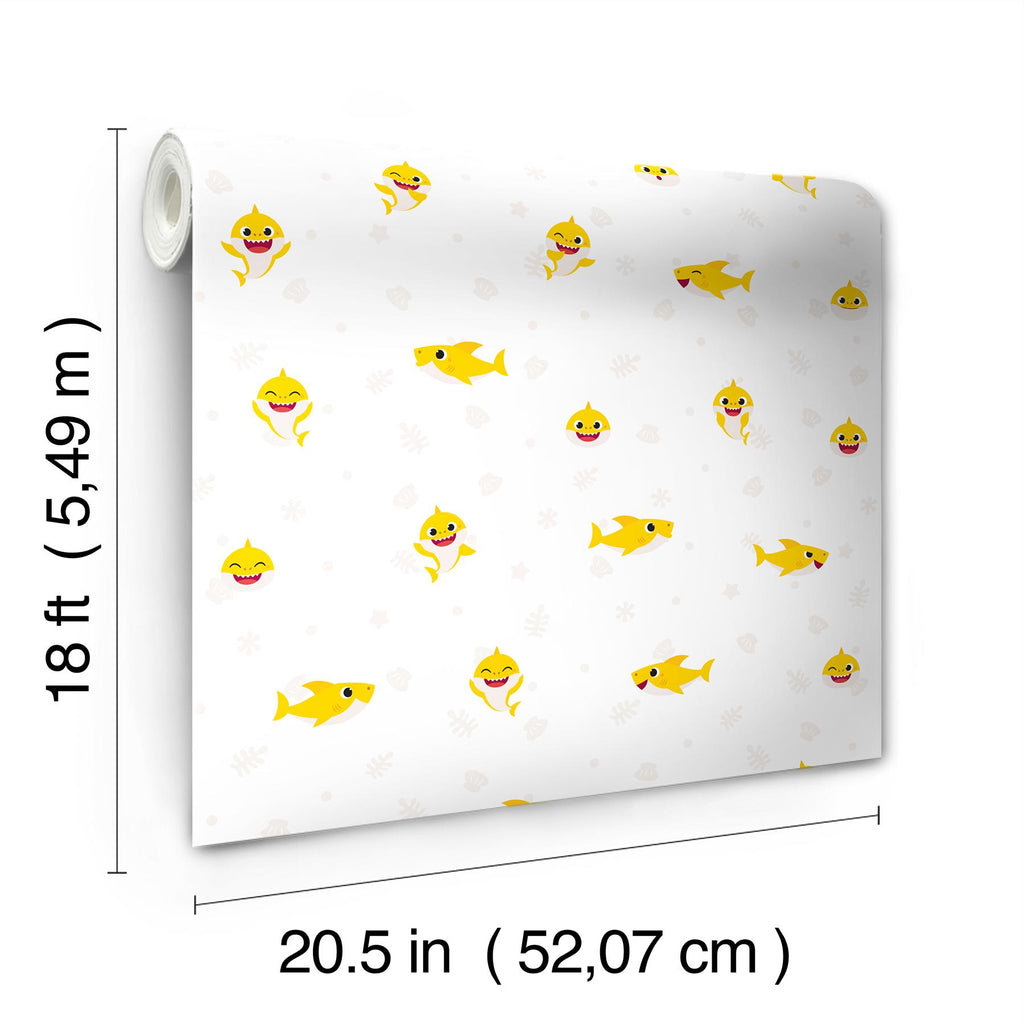 RoomMates Baby Shark Cream Peel & Stick Cream Wallpaper