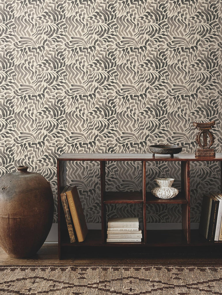 Lemieux et Cie Zora Wave Charcoal Black Wallpaper