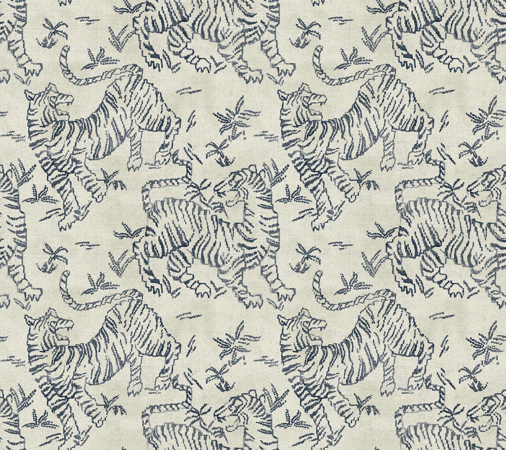 Lemieux et Cie Orly Tigers Indigo Off-White Wallpaper