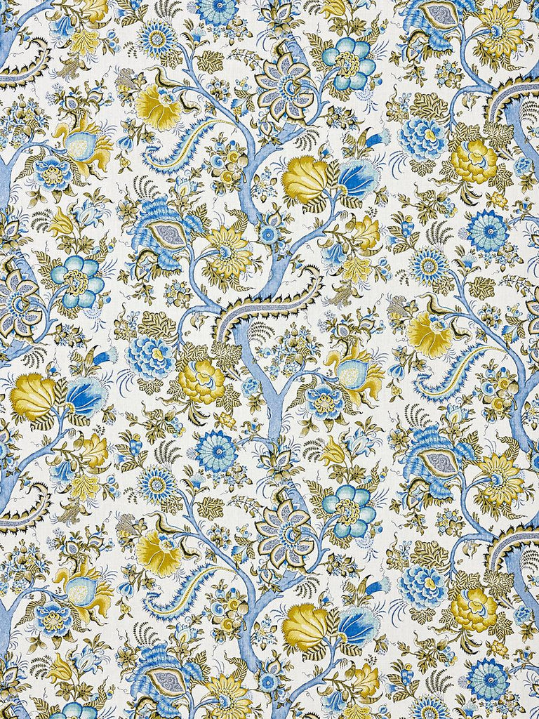 Scalamandre Metropolitan Palampore Print Sky And Sunlight Fabric