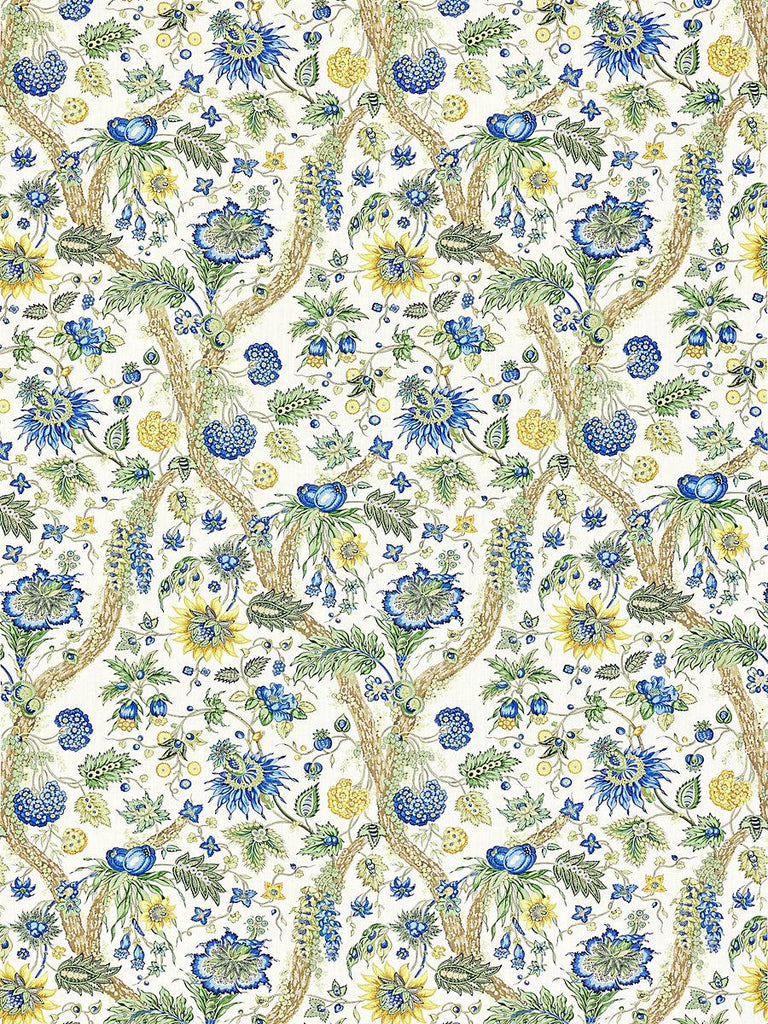 Scalamandre Fleurs Tropicales Blue And Gold Fabric