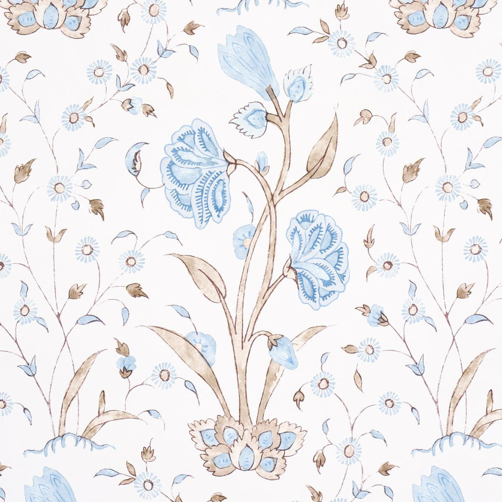 Schumacher Khilana Floral Sky Wallpaper