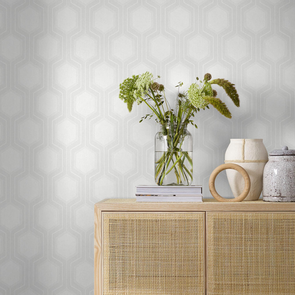 Borastapeter Graphic Hexagon Bone Wallpaper