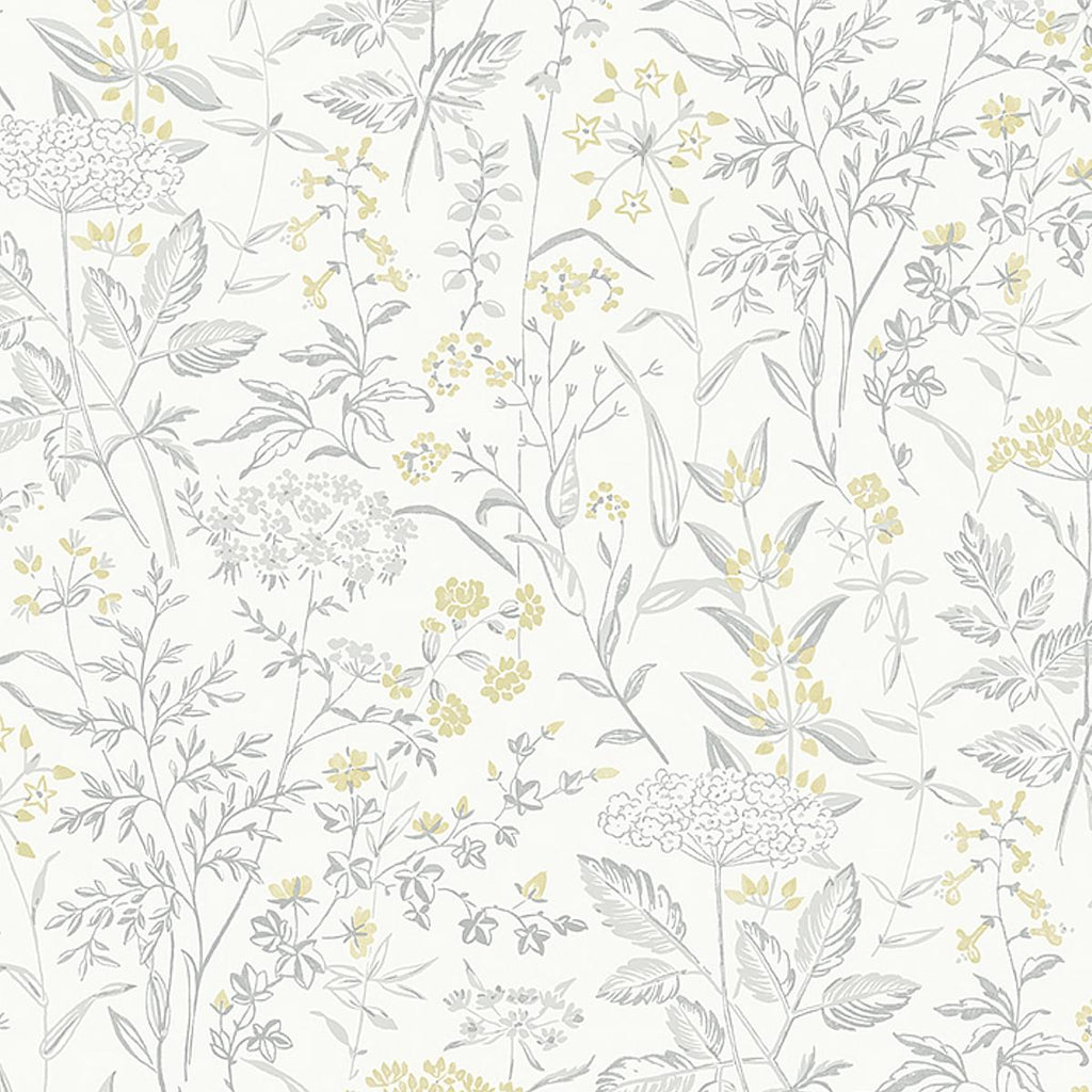 Borastapeter Delicate Dance Grey And Yellow Wallpaper