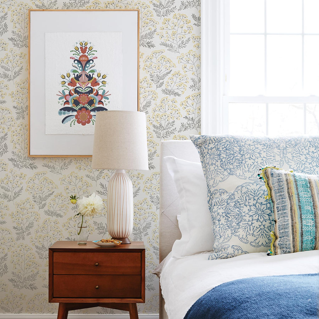 A-Street Prints Floret Yellow Floral Wallpaper