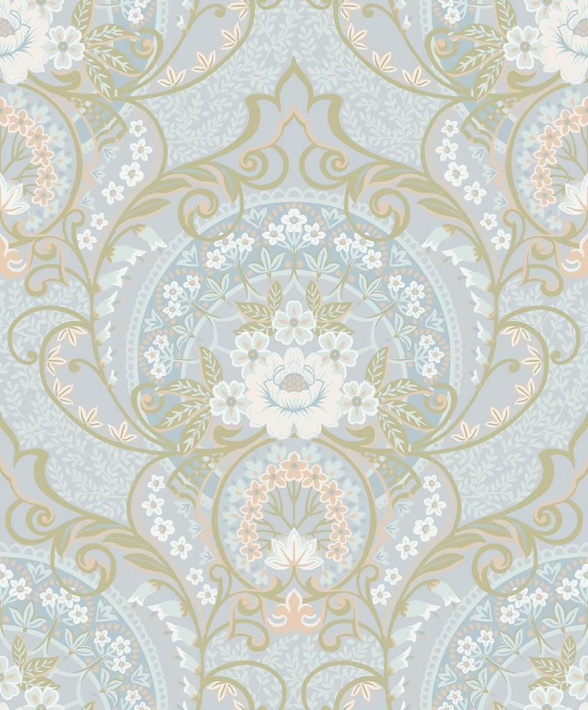 Brewster Home Fashions Nasrin Light Blue Damask Wallpaper