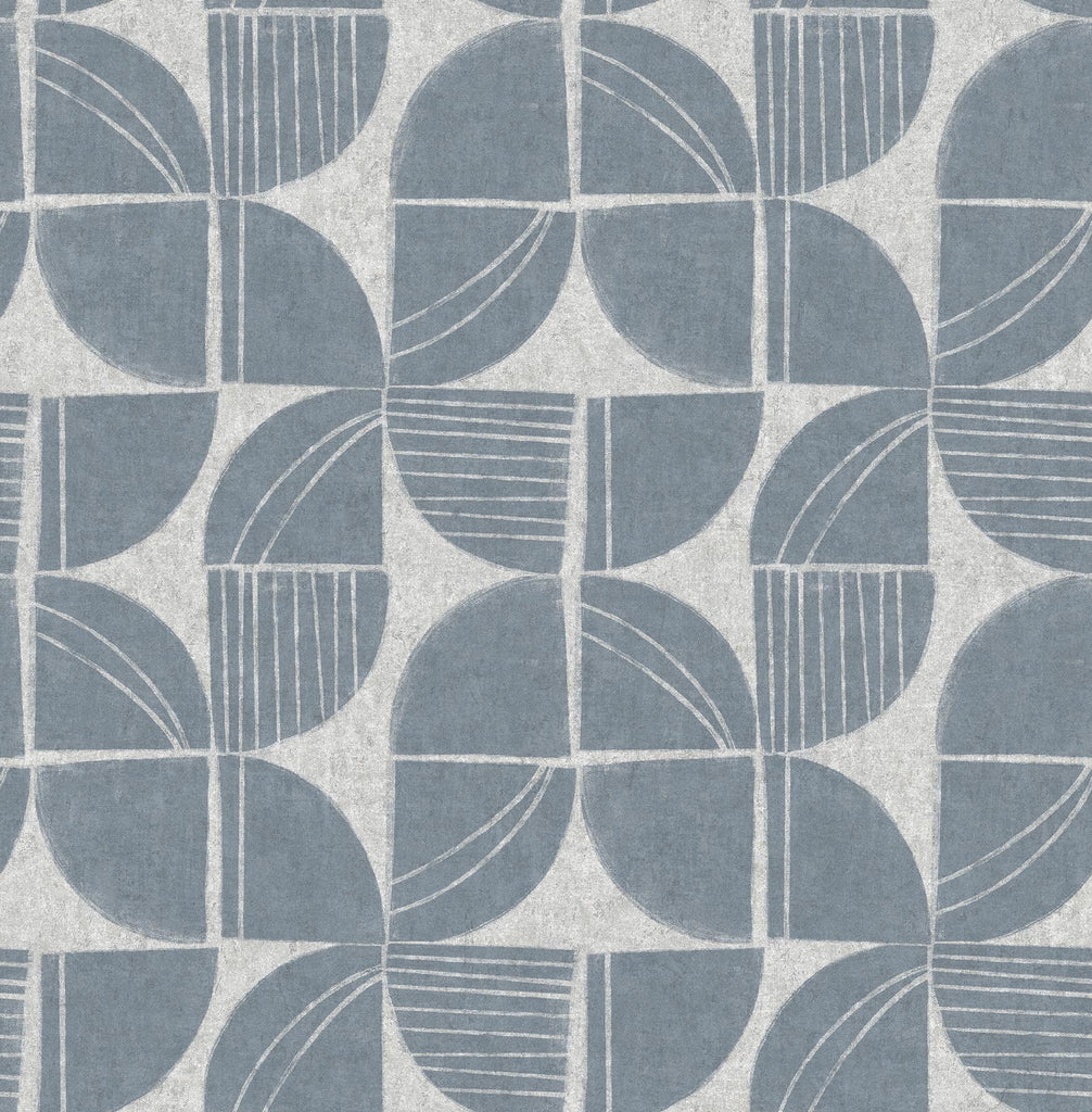 A-Street Prints Baxter Denim Semicircle Mosaic Wallpaper