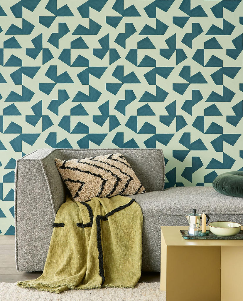 Brewster Home Fashions Azad Sea Green Abstract Geometric Wallpaper