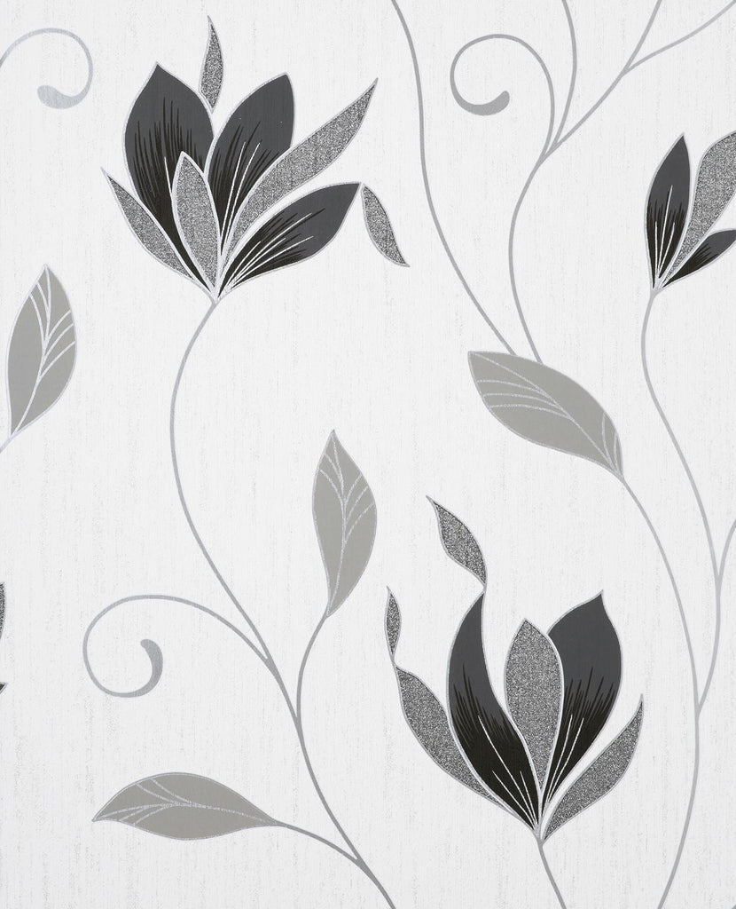 Brewster Home Fashions Synergy Black Floral Wallpaper