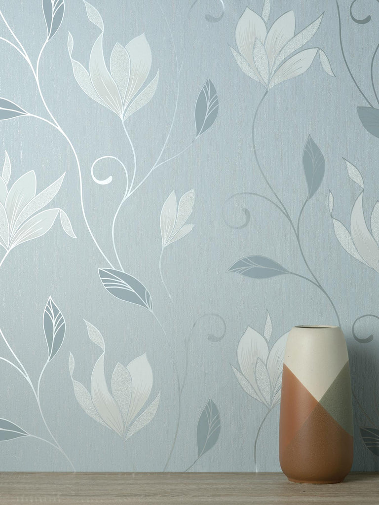 Brewster Home Fashions Synergy Light Blue Floral Wallpaper