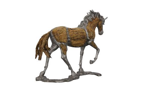 Phillips Collection Mustang Horse Woodland Sculpture On Base Walking Accent