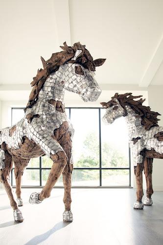 Phillips Collection Mustang Horse Armored Sculpture Galloping Accent