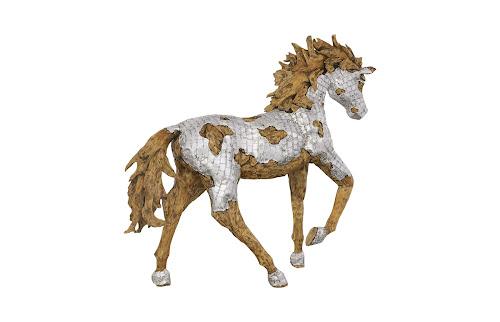 Phillips Collection Mustang Horse Armored Sculpture Galloping Accent