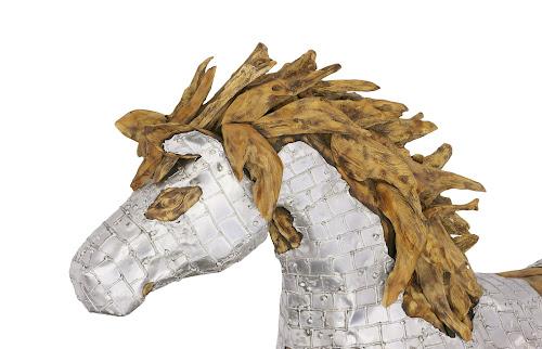 Phillips Collection Mustang Horse Armored Sculpture Walking Accent