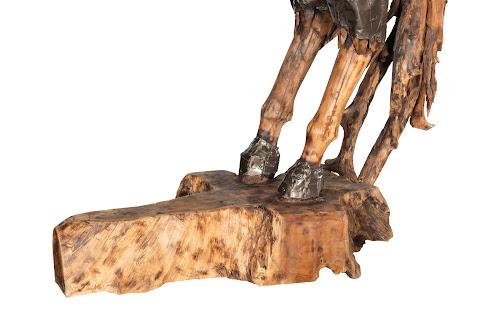 Phillips Collection Mustang Horse Armored  Sculpture Rearing Natural Bronze Finish Accent