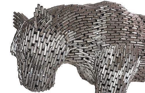 Phillips Collection Panther Pipe Sculpture, Walking Stainless Steel Large Accent