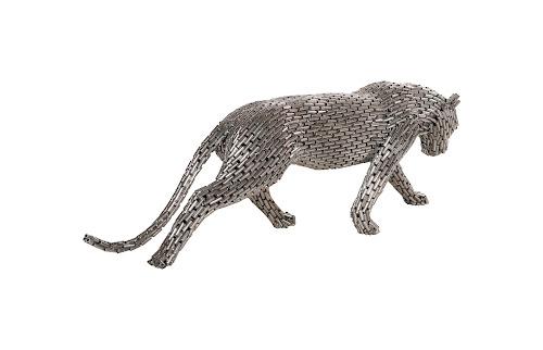 Phillips Collection Panther Pipe Sculpture, Walking Stainless Steel Small Accent