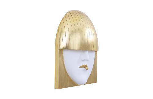 Phillips Collection Fashion Faces Wall Art Large Pout White and Gold Leaf Accent