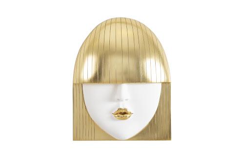 Phillips Collection Fashion Faces Wall Art Large Kiss White and Gold Leaf Accent